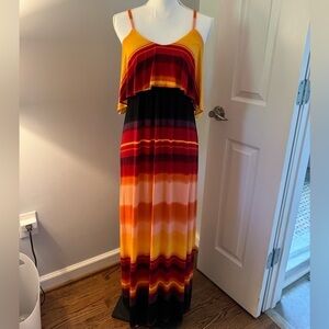 Soma Earthtone Sunset  Maxi Dress Size Small adjustable straps